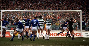 Rangers players Graham Roberts Paul McStay Terry Butcher Peter Grant celebrate goal April Rangers players Graham Roberts Paul McStay Terry Butcher Peter Grant celebrate goal April