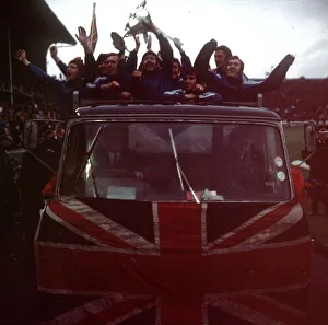 Rangers players parade around Ibrox Park on lorry with the European Cup Winners Cup Rangers players parade around Ibrox Park on lorry with the European Cup Winners Cup