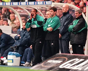 Rangers versus Celtic November 1999 John Barnes shouts instructions from the dugout Rangers versus Celtic November 1999 John Barnes shouts instructions from the dugout