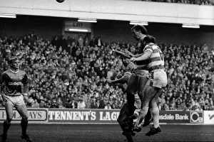 Rangers versus Hamilton Accies January 1987 Graham Roberts football player heads Rangers versus Hamilton Accies January 1987 Graham Roberts football player heads