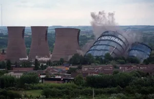 RAVENSCRAIG TOWERS BEING BROUGHT TO THE GROUND BY BLAST RAVENSCRAIG TOWERS BEING BROUGHT TO THE GROUND BY BLAST