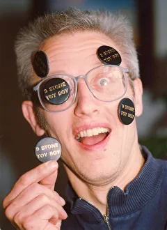 Ray Laidlaw, drummer of Lindisfarne promoting badges for Operation Lifeforce' Ray Laidlaw, drummer of Lindisfarne promoting badges for Operation Lifeforce'