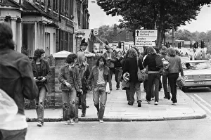 Reading pop festival goers seen here making their way alongCaversham Road Reading pop festival goers seen here making their way alongCaversham Road