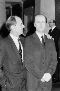 The real Norman Tebbit stands with a wax work of himself at a preview of his wax portrait The real Norman Tebbit stands with a wax work of himself at a preview of his wax portrait