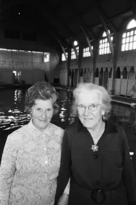 Receptionists at St Andrews Brine Baths in Droitwich, Miss Evelyn Priddy (left Receptionists at St Andrews Brine Baths in Droitwich, Miss Evelyn Priddy (left