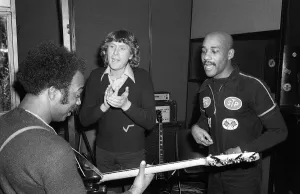 Record producer Mickey Most in Willesden studio, North West London working with Hot Record producer Mickey Most in Willesden studio, North West London working with Hot