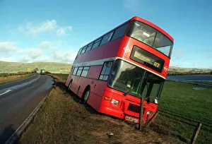 A red number 87 bus which was blown off the road at Kirkintilloch en route to Glasgow A red number 87 bus which was blown off the road at Kirkintilloch en route to Glasgow