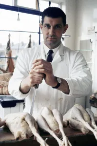 Referee Jack Taylor pictured in his job as a butcher in Wolverhampton, 1970 Referee Jack Taylor pictured in his job as a butcher in Wolverhampton, 1970