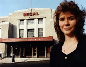 The Regal Cinema Bathgate, Scotland, 28th November 1989. Kay Lynn manager picture outside The Regal Cinema Bathgate, Scotland, 28th November 1989. Kay Lynn manager picture outside