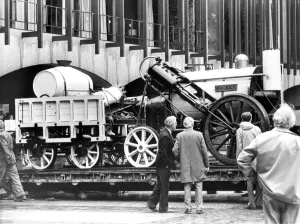 A replica of George Stephenson's Rocket outside the Newcastle Civic Centre on 25 June A replica of George Stephenson's Rocket outside the Newcastle Civic Centre on 25 June