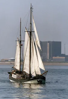 The restored twin mast Dutch sailing barge The Albatros seen here leaving the River Tees The restored twin mast Dutch sailing barge The Albatros seen here leaving the River Tees