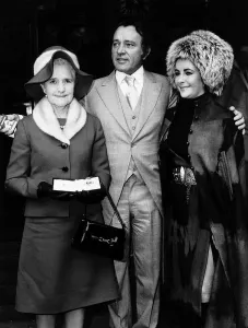 Richard Burton actor CBE with his sister Cecilia James left holding the insignia Richard Burton actor CBE with his sister Cecilia James left holding the insignia