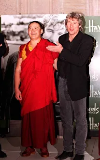 Richard Gere US Actor with Buddist Monk opening the Harrods sale Richard Gere US Actor with Buddist Monk opening the Harrods sale