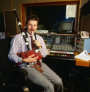 Richard Park DJ Disc Jockey Radio Clyde November 1987 Playing the bagpipes Richard Park DJ Disc Jockey Radio Clyde November 1987 Playing the bagpipes