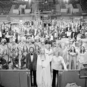 Rick Wakeman and the cast of King Arthur and the Knights of the Round table on ice at Rick Wakeman and the cast of King Arthur and the Knights of the Round table on ice at
