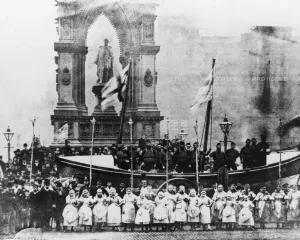 RNLI volunteers gather outside Manchester Town Hall on a historic day for charity RNLI volunteers gather outside Manchester Town Hall on a historic day for charity