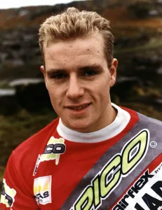 Rob Crawford Motorbike racer at Motorcycle trials in Richmond North Yorks Rob Crawford Motorbike racer at Motorcycle trials in Richmond North Yorks