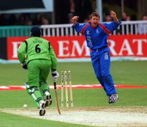 Robert Croft England May 1999 celebrates the runout of Hitesh Modi Kenya during Robert Croft England May 1999 celebrates the runout of Hitesh Modi Kenya during