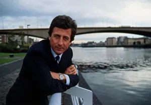 Robert Lacey beside River Clyde Glasgow November 1987 Robert Lacey beside River Clyde Glasgow November 1987