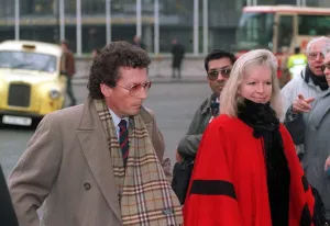 Robert Powell Actor with his wife at Les Dawsons Memorial Robert Powell Actor with his wife at Les Dawsons Memorial
