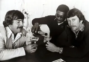 Rod Marsh, Australian Cricketer having a glass of Champagne with Clive Lloyd Rod Marsh, Australian Cricketer having a glass of Champagne with Clive Lloyd