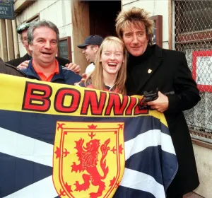 Rod Stewart in Paisley Scotland November 1999 outside pub in paisley with unnamed Rod Stewart in Paisley Scotland November 1999 outside pub in paisley with unnamed