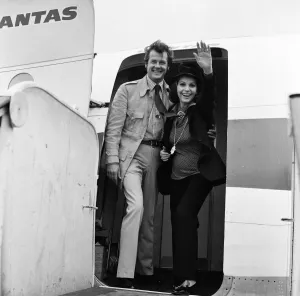 Roger Moore and his wife Luisa departing LAP for Tahiti where they will spend a holiday Roger Moore and his wife Luisa departing LAP for Tahiti where they will spend a holiday