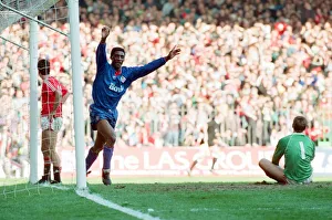 Roger Palmer celebrates. FA Cup. Manchester United 3 v Oldham Athletic 3 Roger Palmer celebrates. FA Cup. Manchester United 3 v Oldham Athletic 3