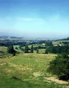 The rolling fertile plains of France studded with small farming villaged stretch for The rolling fertile plains of France studded with small farming villaged stretch for