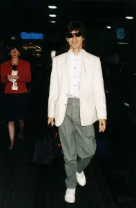 Rolling Stones: Mick Jagger Singer at Heathrow Airport in London in 1994 Rolling Stones: Mick Jagger Singer at Heathrow Airport in London in 1994
