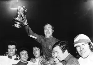 Ron Harris of Chelsea holds up the cup at Old Trafford 1970 after Chelsea had beaten Ron Harris of Chelsea holds up the cup at Old Trafford 1970 after Chelsea had beaten