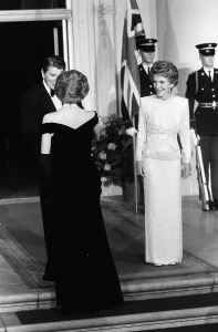 RONALD & NANCY REAGAN WITH PRINCESS DIANA DURING A VISIT TO AMERICA 01/11/1985 RONALD & NANCY REAGAN WITH PRINCESS DIANA DURING A VISIT TO AMERICA 01/11/1985