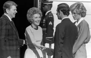 Ronald and Nancy Regan greeting The Prince and Princess of Wales during their vist to Ronald and Nancy Regan greeting The Prince and Princess of Wales during their vist to