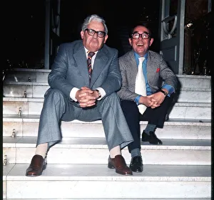 Ronnie Barker with Ronnie Corbett sitting on the steps outside the building Ronnie Barker with Ronnie Corbett sitting on the steps outside the building