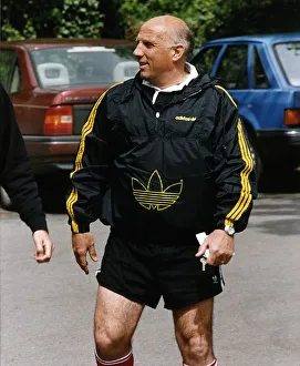 Ronnie Moran football coach of Liverpool FC attends a training session ahead of the 1992 Ronnie Moran football coach of Liverpool FC attends a training session ahead of the 1992