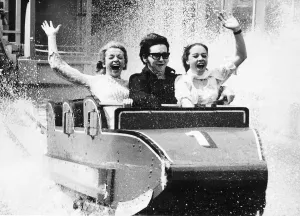 Roy Orbison American singer on a water chute at the Battersea Pleasure Gardens in London Roy Orbison American singer on a water chute at the Battersea Pleasure Gardens in London