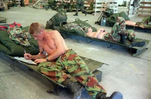 Royal Engineers Gulf War 1990 A member of the Royal Engineers write a letter home Royal Engineers Gulf War 1990 A member of the Royal Engineers write a letter home