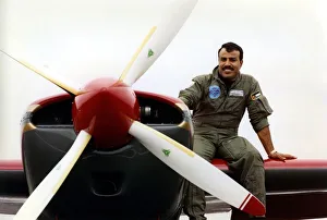 Royal Jordanian Falcons pilot Captain Tayseer Daboubi takes a break with his Extra EA300 Royal Jordanian Falcons pilot Captain Tayseer Daboubi takes a break with his Extra EA300