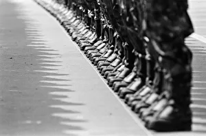The royal tour of Switzerland. Pictured, a long line of boots waiting for the royal The royal tour of Switzerland. Pictured, a long line of boots waiting for the royal