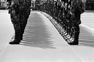 The royal tour of Switzerland. Pictured, a long line of boots The royal tour of Switzerland. Pictured, a long line of boots