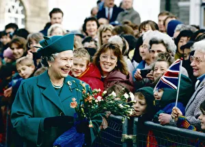Royal visit, Queen Elizabeth II visiting Bridgend, Wales. 14th October 1993 Royal visit, Queen Elizabeth II visiting Bridgend, Wales. 14th October 1993