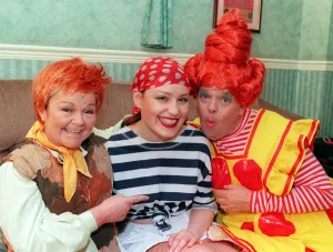 Roz Paterson with Janet and Iain from The Krankies December 1999 Peter Pan pantomime Roz Paterson with Janet and Iain from The Krankies December 1999 Peter Pan pantomime