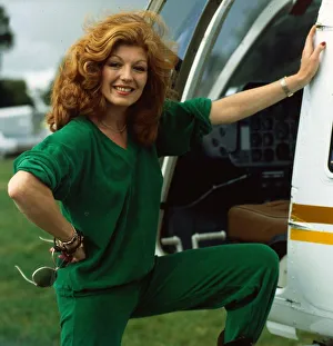 Rula Lenska sdtanding next to helicopter August 1985 Rula Lenska sdtanding next to helicopter August 1985