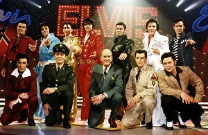 Russ Abbot and eleven Elvis lookalikes on the TV Programme Stars In Their Eyes Russ Abbot and eleven Elvis lookalikes on the TV Programme Stars In Their Eyes