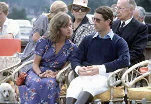 Sabrina Guinness with Prince Charles, Prince of Wales at polo in Windsor Great Park in Sabrina Guinness with Prince Charles, Prince of Wales at polo in Windsor Great Park in