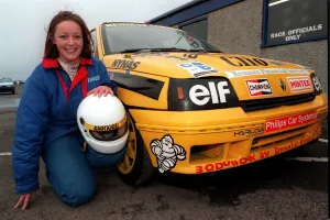 Sacha Pearl racing driving instructor mechanic Knockhill Dunfermline Renault Clio helmet Sacha Pearl racing driving instructor mechanic Knockhill Dunfermline Renault Clio helmet