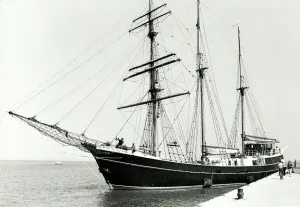 The sailing ship Eolus seen here arriving at Portsmouth at the beginning of her around The sailing ship Eolus seen here arriving at Portsmouth at the beginning of her around