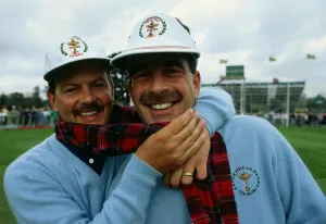 Sam Torrance with Gordon Brand Jr during the 1989 Ryder Cup tournament held from the 22nd Sam Torrance with Gordon Brand Jr during the 1989 Ryder Cup tournament held from the 22nd