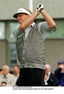 Sandy Lyle golfer hits a shot to the green on the final day of the 1996 Scottish Open Sandy Lyle golfer hits a shot to the green on the final day of the 1996 Scottish Open