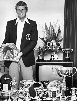 Sandy Lyle at home with his European Trophy collection. October 1979 Sandy Lyle at home with his European Trophy collection. October 1979
